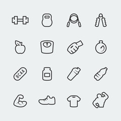 Vector fitness / bodybuilding mini icons set