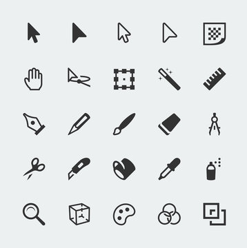 Vector graphic editor mini icons set
