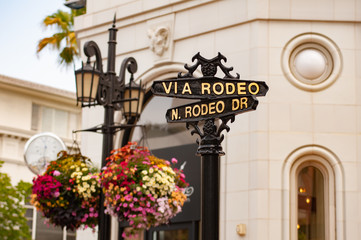 Road sign, Rodeo Drive, Beverly Hills, Los Angeles, California, United States of America, North...