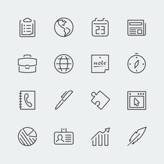 Business related vector icons set, thin line