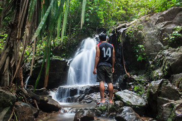 Ton Sai waterfall,in the forest ,Island Phuket , Thailand