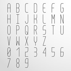 Vector condensed monospaced light font