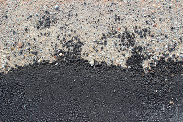 New asphalt surface texture detail with white gravel