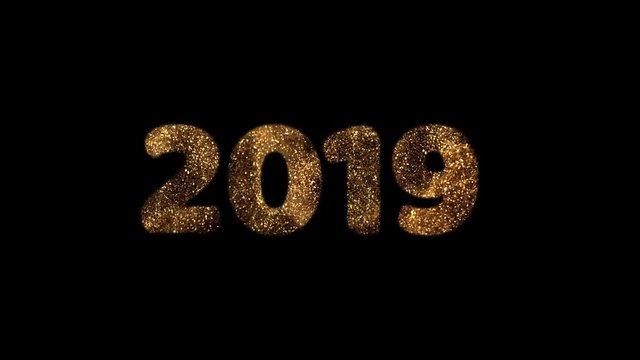 Happy New Year 2019 golden greeting Text
