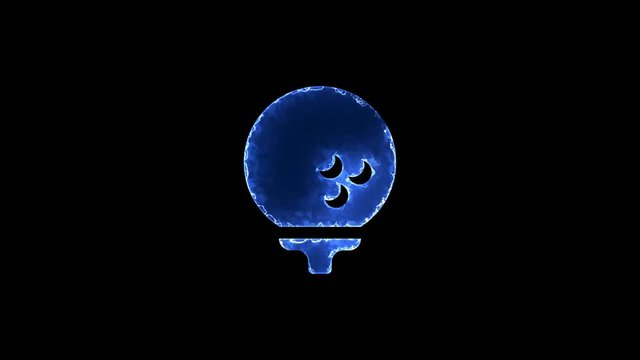 Symbol golf ball. Blue Electric Glow Storm. looped video. Alpha channel black
