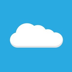 Cloud vector icon white color on blue background.