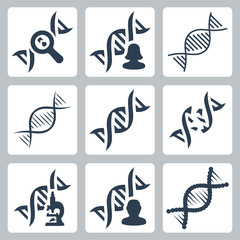 DNA related vector icons set