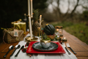 santa clause still life on christmas party table
