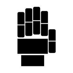 Robot hand palm. Black technology icon isolated on white.