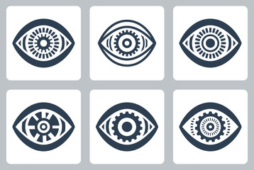 Cyber eyes vector icons set