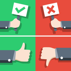 Vector illustration of positive and negative feedback concept, flat style