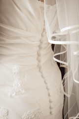 Fototapeta na wymiar Back of bridal dress