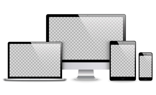 Device set: monitor laptop, tablet and phone vector
