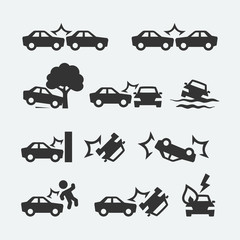 Car crash related icon set