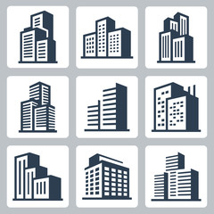 Obraz premium Vector city buildings icon set