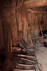 Fototapeta premium ancient loom of the Bronze Age in Lusatian cultural settlement in Biskupin