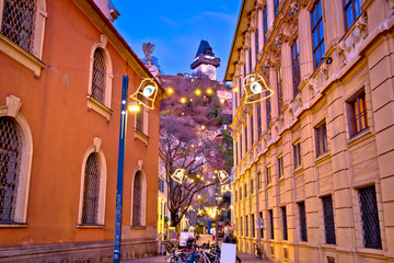 Graz city center christmas fair evening view