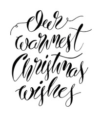 Christmas Calligraphy. Warmest Christmas Wishes Lettering, Vector. Christmas Card
