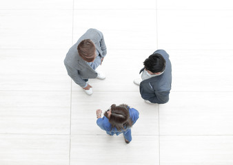 top view.business team discussing important issues