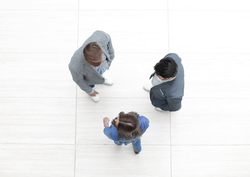 top view.business team discussing important issues