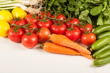 vegetables over white background
