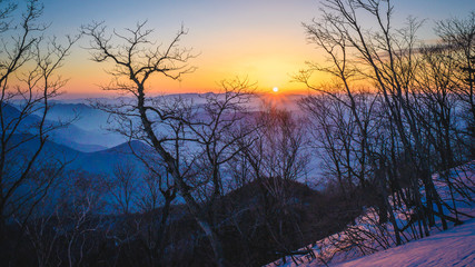 Sunrise in mountains