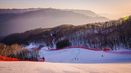 ski competitions in mountains in South Korea
