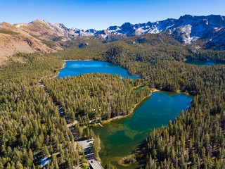 An aerial view of Mammoth Lakes