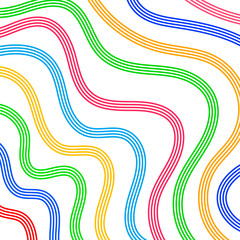 Abstract curved and wave colour lines on a white background
