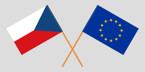 The Czech Republic and European Union flags. Official colors. Correct proportion. Vector