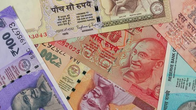 India rupee banknotes rotating, Indian currency bank notes. 4K UHD video clip