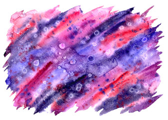 Abstract watercolor background in violet colors, stains, stains, drops.