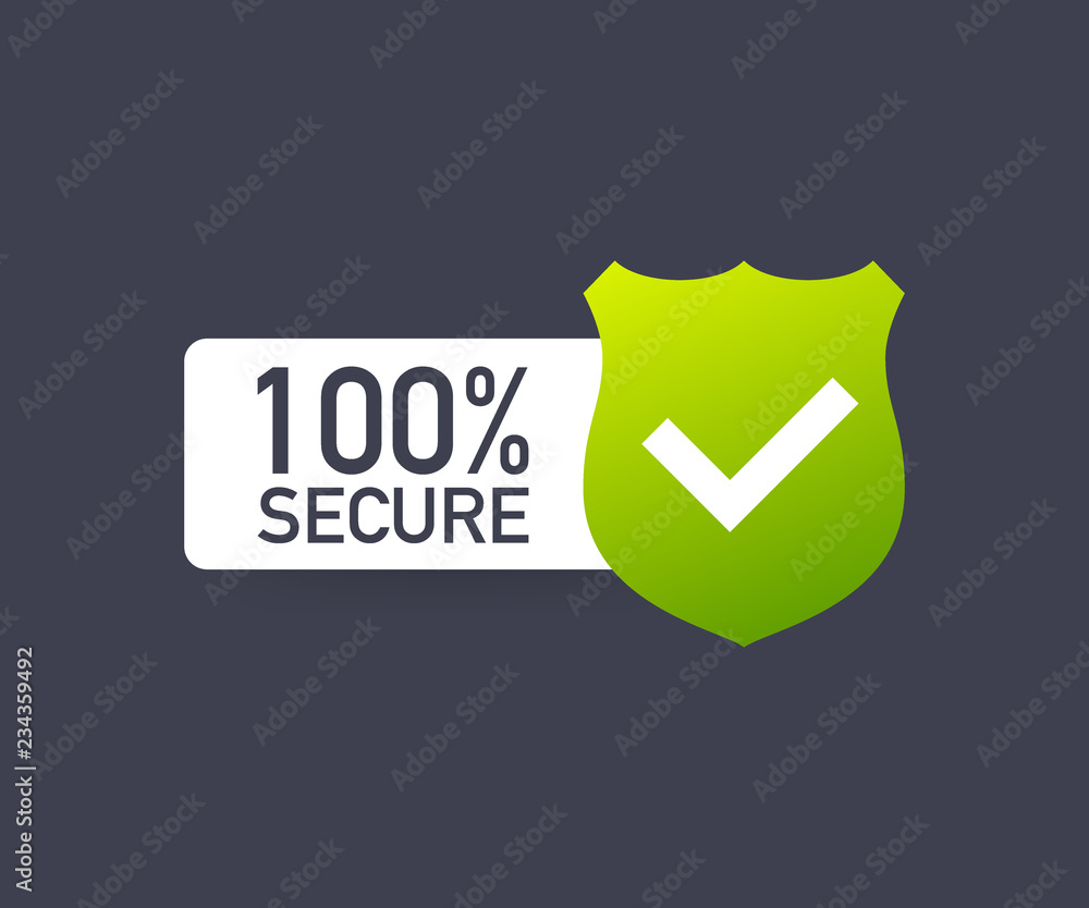 Poster 100 secure grunge vector icon. badge or button for commerce website. vector illustration.