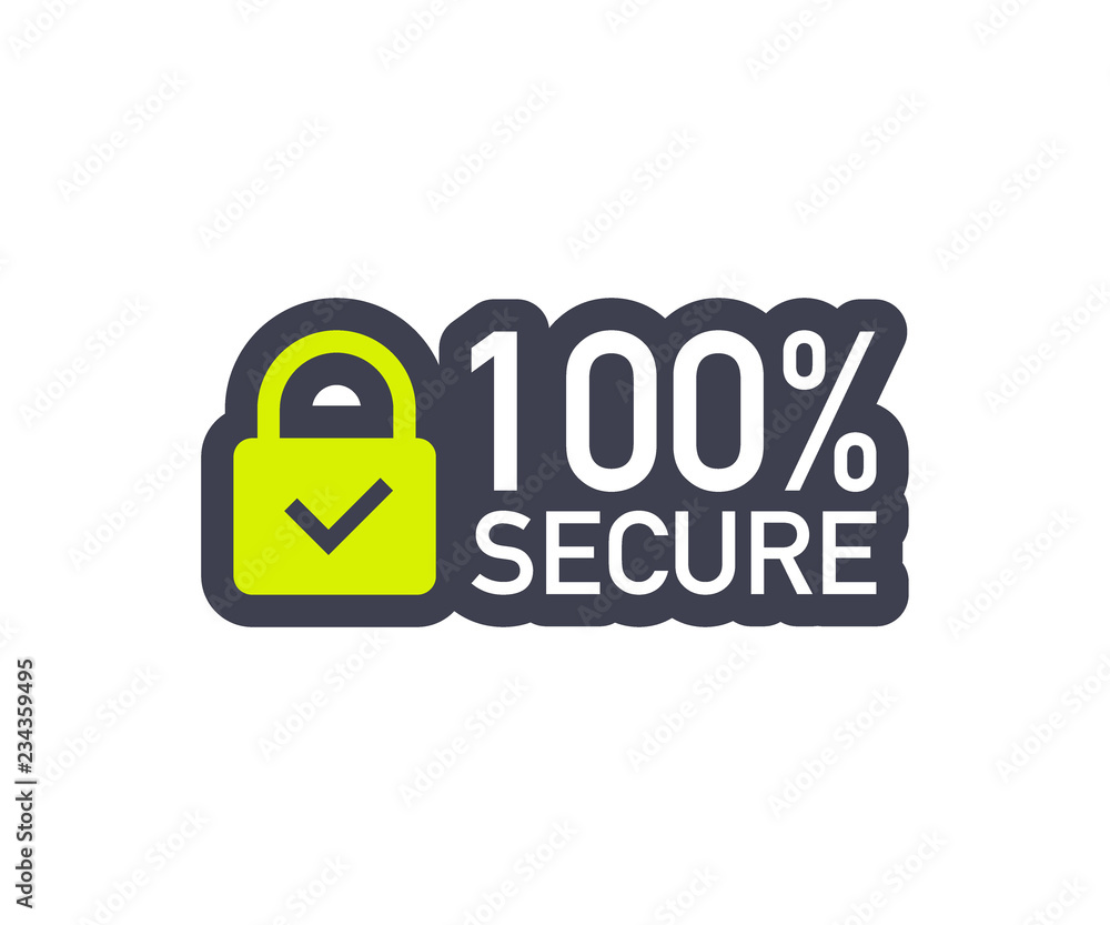 Poster 100 secure grunge vector icon. badge or button for commerce website. vector illustration.