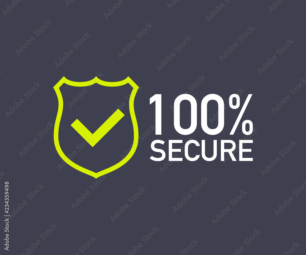 Poster 100 secure grunge vector icon. badge or button for commerce website. vector illustration.