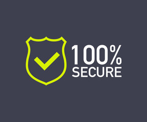100 Secure grunge vector icon. Badge or button for commerce website. Vector illustration.