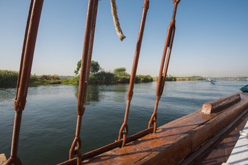 View of river nile in Egypt from luxury cruise boat