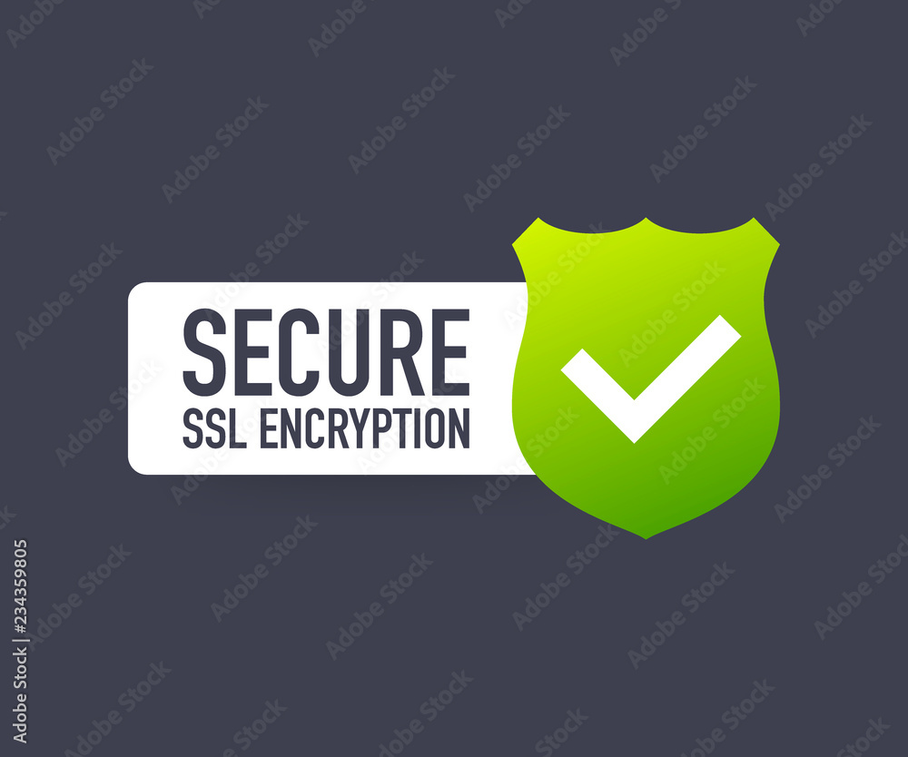 Poster secure connection icon vector illustration isolated on white background, flat style secured ssl shie