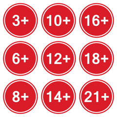 Set of age restrictions icons. Vector illustration