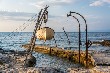 Fototapeta na wymiar Hängende Boote in Savudrija, Istiren, Kroatien