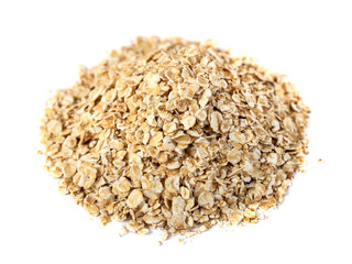 rolled oats flakes on a white background