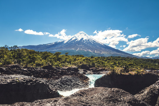 Saltos del Petrohue Waterfalls and Osorno Volcano - Los Lagos Region, Chile