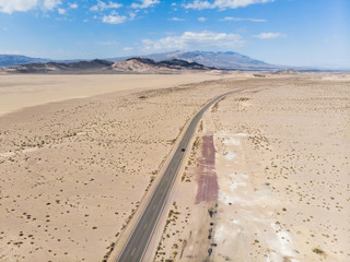 View of Mojave Desert panorama, an arid rain-shadow desert and the driest desert in North America, California, United States of America