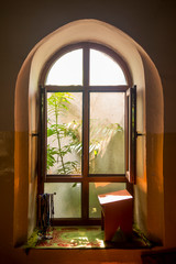 Sunlight through paned window