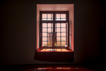 Sunlight through paned window