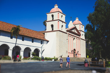 Fototapeta na wymiar View of Old Mission Santa Barbara, Santa Barbara county, California, USA, summer sunny day