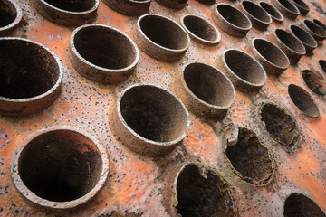 Detail eines historischen Wärmetauschers.