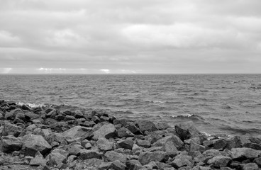 Granite rocks on coast of Baltic sea.
