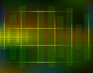 Obraz premium Computer electronic scheme technology background circuit. Futuristic lines in green, yellow and blue. Good for web design. Illustration