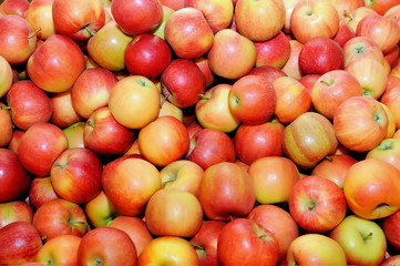 Red fresh apples in a pile as a background
